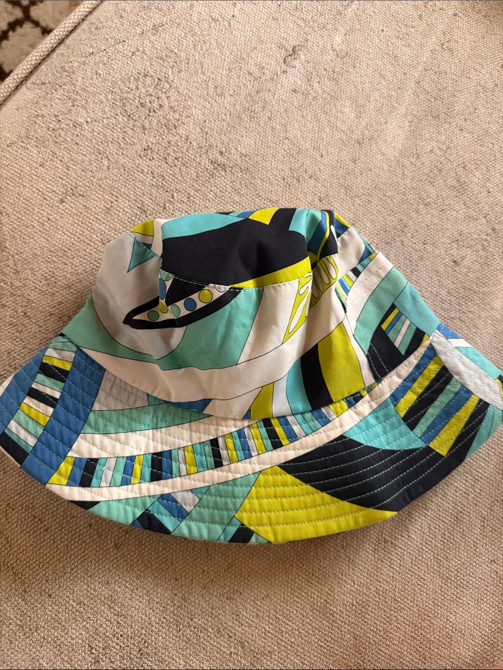 Emilio Pucci Multicolor Printed Bucket Hat In Aqua, Lime & Navy